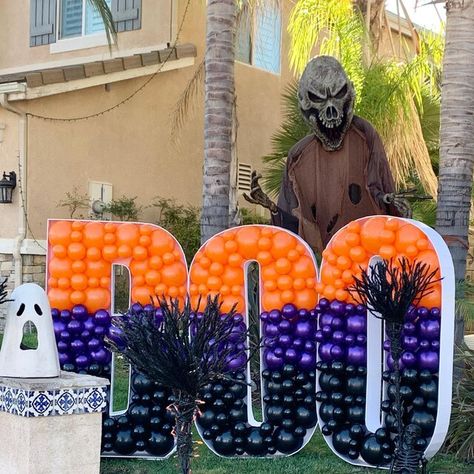 Large Halloween Boo Balloon Frame Skull Pumpkin Mosaic Balloons Filling Box For Halloween Boo Party Decoration Diy Home Props - Party & Holiday Diy Decorations - AliExpress Outdoor Halloween Balloon Decor, Skeleton Balloon, Halloween Balloon Mosaic, Disney Halloween Balloons, Halloween Stuffed Balloon, Mini Boo, Balloon Frame, Giant Letters, Skull Pumpkin