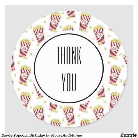 Movie Popcorn Birthday Classic Round Sticker Popcorn Birthday Party, Popcorn Birthday, It Birthday Party, Popcorn Labels, Pop It Birthday, Birthday Movie, Movie Stickers, Movie Popcorn, Corn Pops