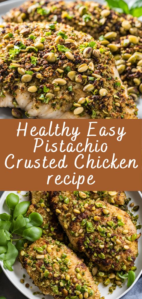 Healthy Easy Pistachio Crusted Chicken recipe | Cheff Recipes Pistachio Crusted Chicken Air Fryer, Chicken Pistachio Recipes, Recipes With Pistachio Butter, Pistachio Butter Uses, Pistachio Chicken Recipe, Pistachios Recipes, Pistachio Crusted Chicken, Pistachio Chicken, Easy Oven Recipes