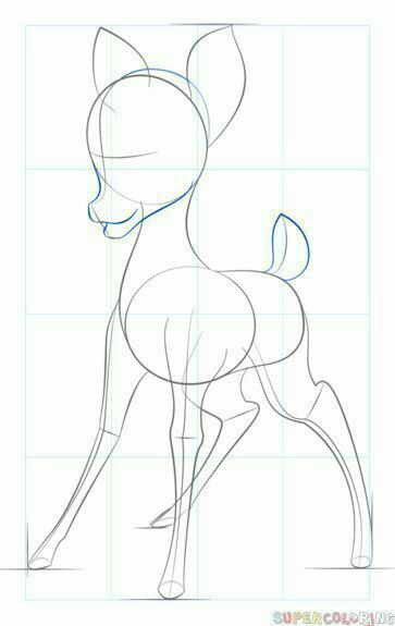 Bambi Drawings Easy, Disney Style Drawing Tutorial, Bambi Sketch, Trin For Trin Tegning, Disney Drawing Tutorial, Bambi Art, Deer Drawing, Pencil Drawing Tutorials, Realistic Pencil Drawings