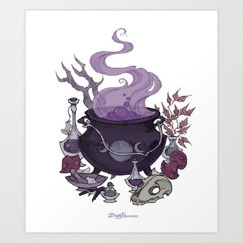 Witchcraft Art Print Witch, Purple, Plants