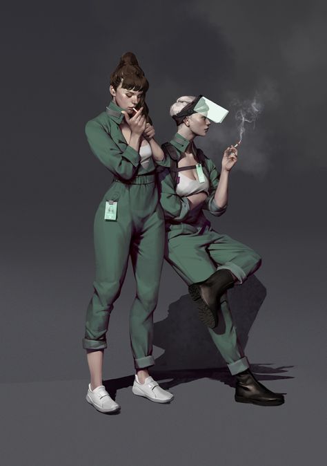 ArtStation - Break time, Siwoo Kim Arte Cyberpunk, Break Time, Male Character, Cyberpunk Character, Fete Anime, Digital Artists, 영감을 주는 캐릭터, Character Design References, Female Character Design