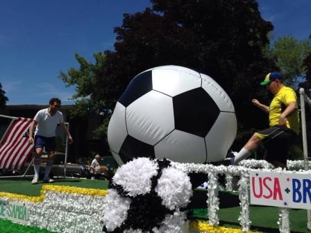 Image result for soccer float ideas for parade Hoco Floats, Sports Vbs, Soccer Pitch, Homecoming Floats, Booster Club, 4th Of July Parade, Soccer Stuff, Parade Float, Soccer Ball