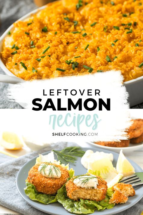 Wondering how to use up your leftover salmon? Microwaved fish = meh, but these leftover salmon recipes are easy and delicious! Leftover Salmon Recipes, Salmon Ideas, Salmon Casserole, Shelf Cooking, Salmon Noodles, Parmesan Crusted Salmon, Salmon Burger Recipe, Salmon Soup, Salmon Appetizer