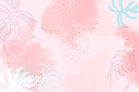 Pink leafy watercolor background vector | premium image by rawpixel.com / Aum Aesthetic Pink Background Landscape, Pink Background Aesthetic Landscape, Pastel Background Wallpapers, Ppt Background, Leaf Frame, Pink Wallpaper Backgrounds, Powerpoint Background, Pastel Landscape, Powerpoint Background Design