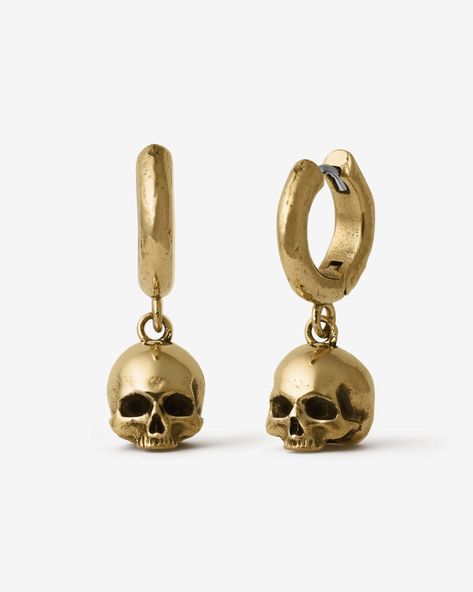 CRANIUM EARRINGS | Earrings | Dangle Earrings – Ask and Embla Cool Gold Earrings, Subversive Earrings, Bookish Earrings, Comfort Earrings, Weird Earrings, Unique Earring, Science Jewelry, Valentines Earrings, Skull Jewelry