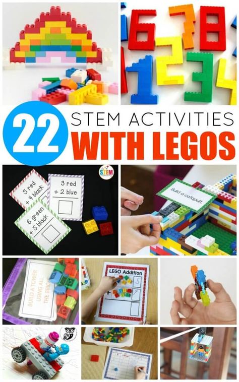 Your LEGO-loving kids will adore these LEGO STEM activities! Learn science, technology, engineering, and math with the help of LEGO! Science Ideas For Kids, Lego Stem Activities, Lego Stem, Lego Math, Stem Activities For Kids, Kindergarten Stem, Learn Science, Stem Elementary, Preschool Stem