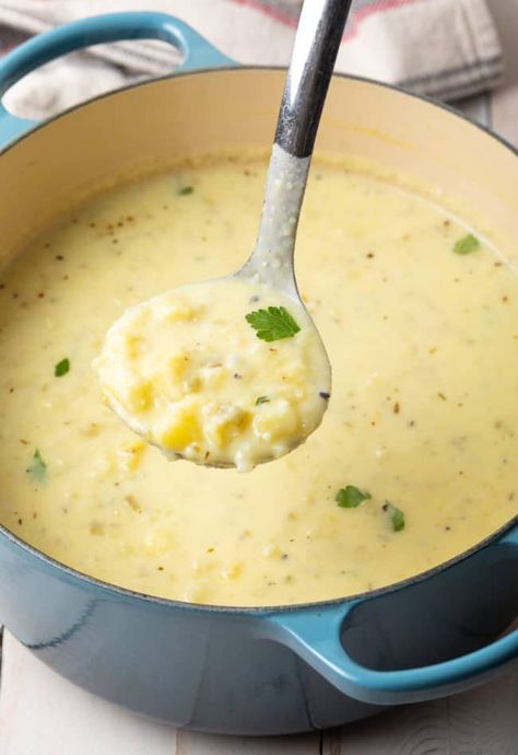 Nana's EPIC Creamy Potato Soup Recipe #ASpicyPerspective #potato #potatoes #soup #best #easy #creamy #vegetarian #glutenfree #parmesan #comfortfood Potatoes Soup, Creamy Potato Soup Recipe, Soup Potato, Best Potato Soup, Slow Cooker Potato Soup, Classic Beef Stew, Slow Cooker Potatoes, Potato Soup Easy, Potato Soup Crock Pot