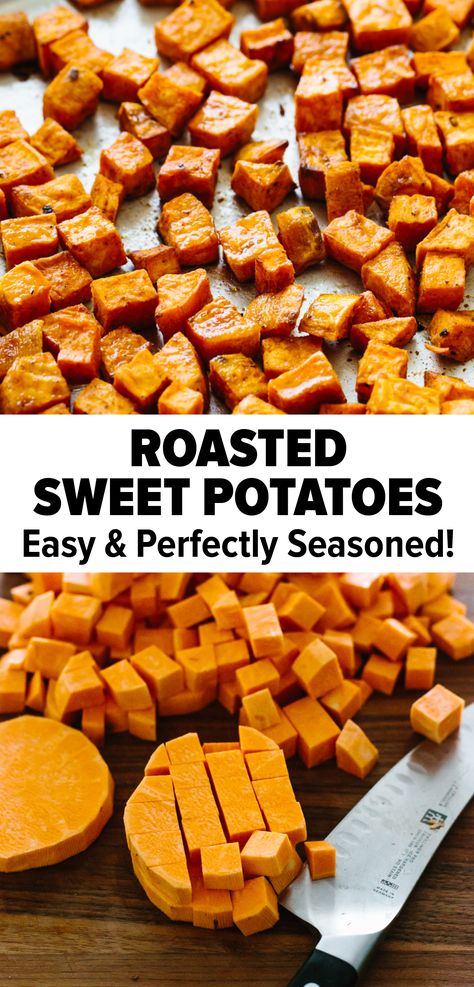 Savory Sweet Potato Recipes, Sweet Potato Seasoning, Sweet Potato Recipes Roasted, Sweet Potato Recipes Baked, Cubed Sweet Potatoes, Pasta Vegetariana, Pan Recipe, Pan Dinners, Sheet Pan Recipes