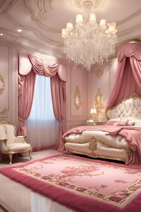 Discover inspiring cozy and luxurious bedroom ideas tailored for teen girls. From stylish decor tips to practical design solutions. Royal Room Aesthetic, Human Hijinks, Bedroom Feminine, Princess Rooms, Millionaire Aesthetic, Pink Color Background, Royal Bedroom Design, Beautiful Bed Designs, Cozy Baby Room