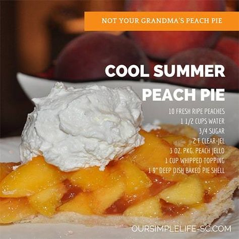 Peach Stuff, Simple Homestead, Desserts Pie, Peach Jello, Fresh Peach Pie, Peach Festival, Peach Pie Recipes, Icebox Pie, Baking Recipe