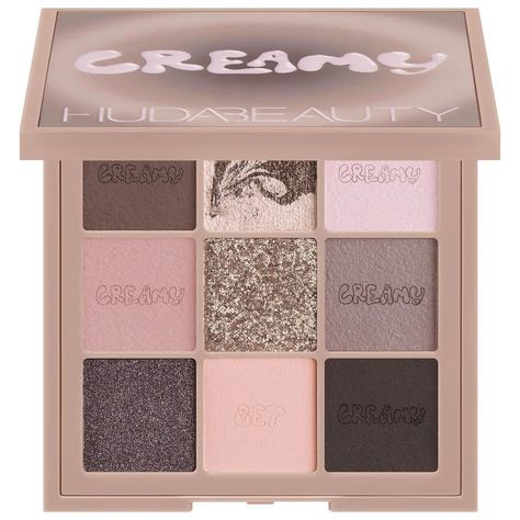 Creamy Obsessions Eyeshadow Palette - HUDA BEAUTY | Sephora Huda Beauty Eyeshadow Palette, Huda Beauty Eyeshadow, Timeless Looks, Grey Palette, Beauty Eyeshadow, One Percent, Highlighter Brush, Translucent Powder, Oil Moisturizer