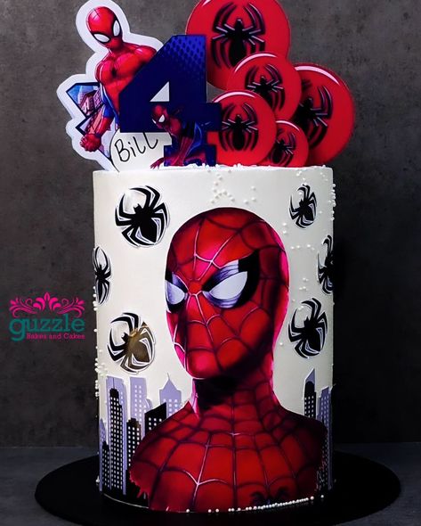 Black Spiderman Cake, Spiderman Cake Birthday For Kids, Spider Man Cake Ideas, Cartoon Birthday Cake, Spiderman Birthday Cake, Happy Birthday Black, Superhero Birthday Cake, Cartoon Birthday, Cupcake Decorating Tips