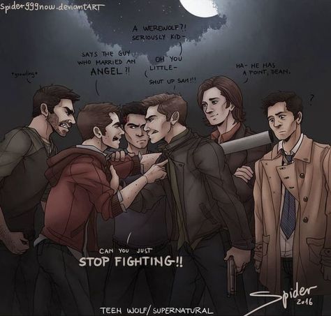 Teen Wolf Fan Art, Wolf Meme, Supernatural Crossover, Sterek Fanart, Pack Meeting, Supernatural Comic, Teen Wolf Ships, Supernatural Fan Art, Teen Wolf Funny