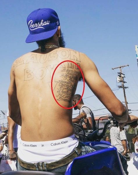 Crip Tattoos, Yg 4hunnid, Marathon Tattoo, Lauren London Nipsey Hussle, Marathon Clothes, Usa Tattoo, King Tattoos, C Tattoo, Star Tattoo Designs