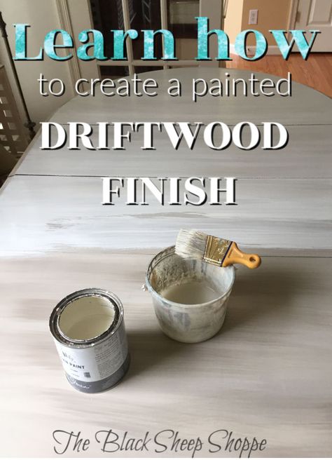 Stop by my blog post and learn how you can create a painted driftwood finish on furniture. Driftwood Finish Diy, Driftwood Furniture Finish, Build A Floating Bed, Driftwood Stain, Driftwood Furniture, Painted Driftwood, Driftwood Finish, Floating Bed, Paint Can