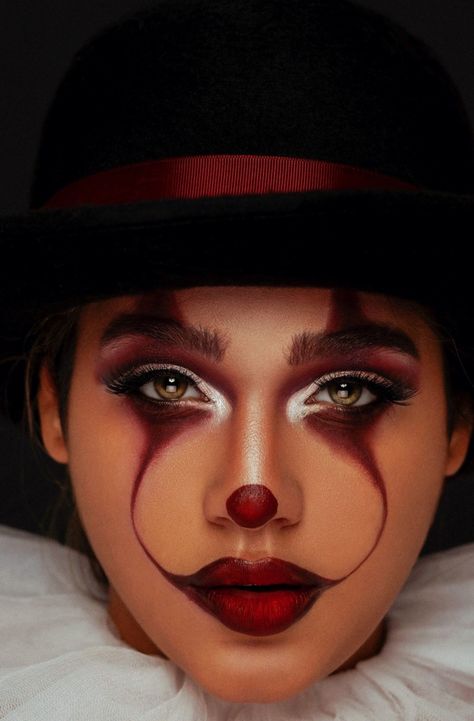 Circus Performer Makeup, Vintage Circus Makeup, Spooky Makeup, Cute Clown Makeup, Circus Makeup, Halloween Circus, Makeup Easy, Circus Performers, Cute Clown