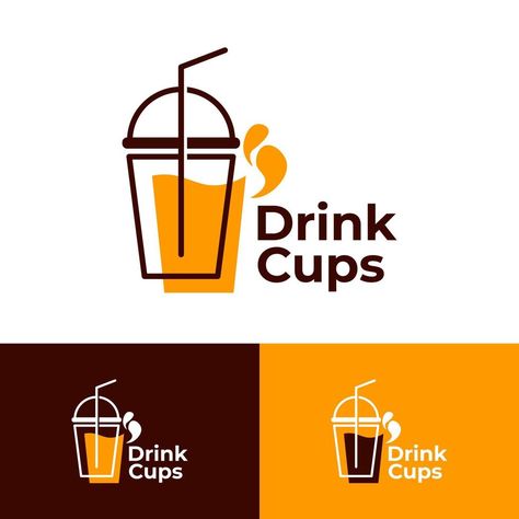 Logo Cup Drink, Soft Drink Logo, Shake Logo, Smoothie Logo, Logo Drink, Drink Vector, Cup Packaging, Dessert Logo, Juice Logo