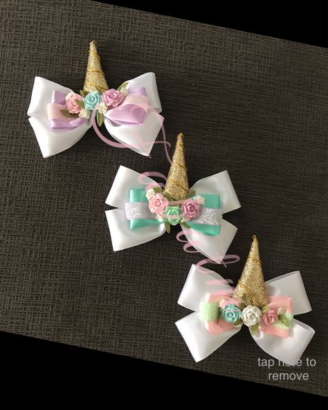 Unicorn Hair Bow Unicorn Hair Accessories, Unicorn Hair Clip, Unicorn Hair Bow, Hair Bow Instructions, Ribbon Sculptures, Ribbon Sculpture, Unicorn Headband, Hair Ribbons, Unicorn Hair