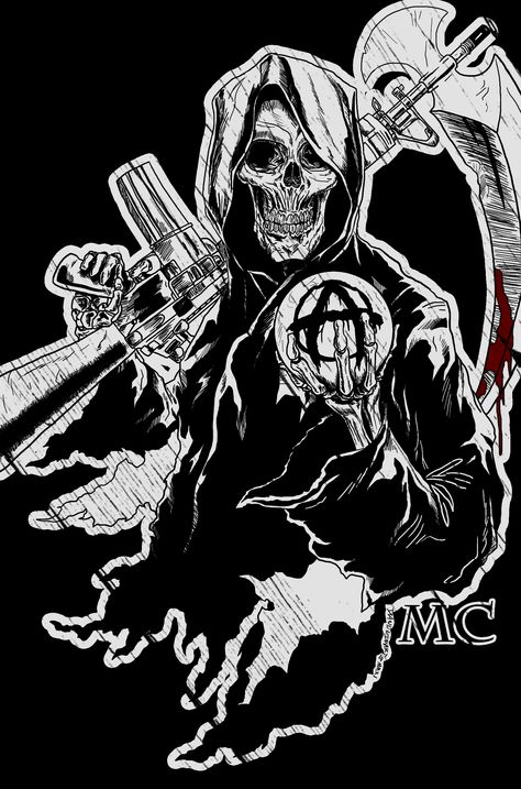 Sons Tattoo, Sons Of Anarchy Reaper, Sons Of Anarchy Mc, Sons Of Anarchy Motorcycles, Sons Of Anarchy Samcro, Grim Reaper Art, The Good Son, Sons Of Anarchy, Back Tattoos