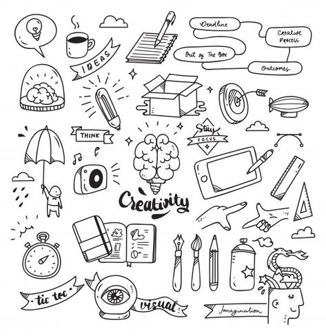 Personality Doodles, Graphic Design Doodles, Doodle Art Drawing Creative, Creativity Doodle, Business Doodles, Creative Doodle Art, Hipster Doodles, Creative Doodles, Artist Doodle