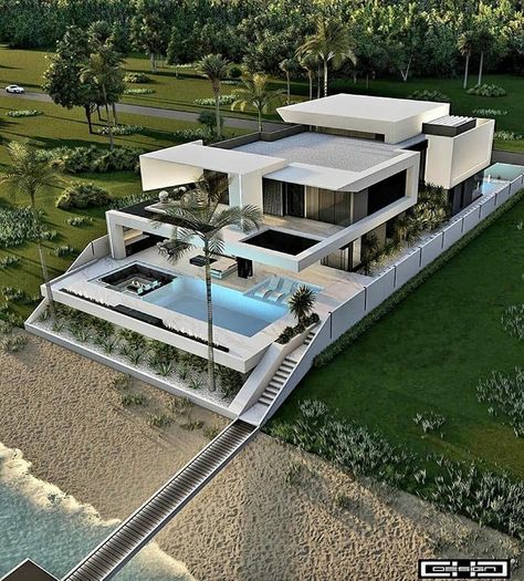 Villa Design Plan, Modern Villa Design, Modern Architecture Building, Architectural Design House Plans, House Arch Design, Architect Design House, Architecture Model House, Apartment Architecture, Boy Aesthetic