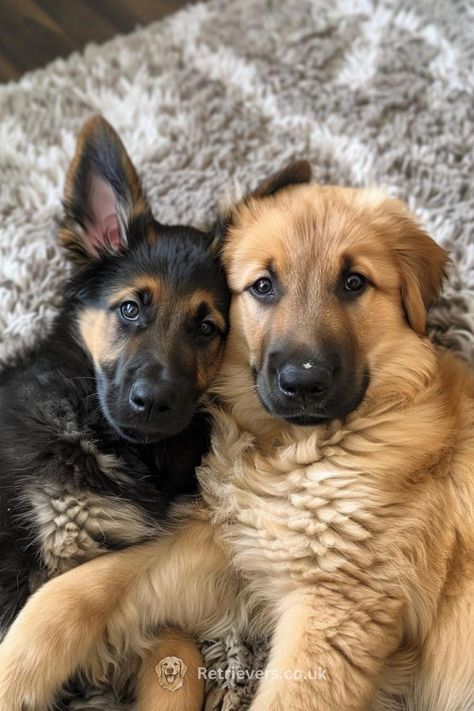 German Shepherd And Golden Retriever, Animals Cuddling, Cuddle Puddle, German Shepherd Husky Mix, Lab Mix Puppies, Puppy Cuddles, Labrador Mix, Golden Retriever Mix, Cute Animals Puppies