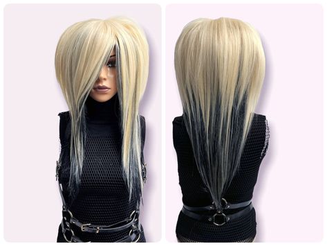 Products Informations * Premium quality heat resistant synthetic hair, can style with the electrical tool that has heat control. (under 180o) * Colour - Platinum blonde black * The length - Around 18 inches long. * Handcrafted and styled professionally by professional hair stylist of over 20 years experience.  * Very easy to keep the style and wear. * Custom order for colours, style available too!! * Fast shipping (Depends on locations) * Return & Exchange * Wholesale >> Please read our shop policies before purchasing the items. http://www.etsy.com/shop/twodotsaccessories/policy?ref=shopinfo_policies_leftnav >>Also available Dread Falls, Wigs, Hair Pieces, Hair Extensions on our store. http://www.etsy.com/shop/twodotsaccessories Dreads Care, Dread Falls, Red Orange Hair, Blonde Dreadlocks, Wigs Blonde, Blonde With Pink, Rockabilly Outfits, Professional Hairstylist, Wigs Hair