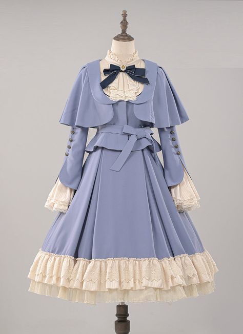 Blue Aesthetic Clothes, Blue Elegant Dress, Vintage Blue Dress, Gaun Abad Pertengahan, Shopping Link, Op Dress, Lolita Outfits, Classic Lolita, Old Fashion Dresses