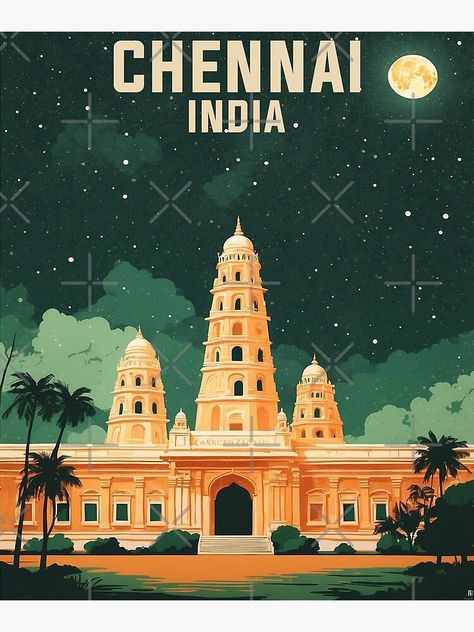 Add some fun and beauty to your home with this Indian traveler design or give it as the perfect gift! Creative India, Indian Illustration, Tourism Poster, Indian Heritage, Travel Tourism, Travel And Tourism, Vintage Travel, Chennai, Retro Design