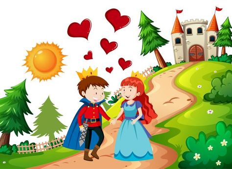 Prince and princess with the castle in n... | Free Vector #Freepik #freevector #background #tree #leaf #building Leaf Building, Background Tree, Castle Illustration, Medieval Tower, Princess Carriage, Fairy Castle, Magic Land, Pink Castle, Magic Castle