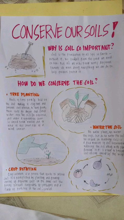 Soil Poster Ideas, Soil Pollution Poster, Soil Conservation Poster Ideas, Soil Pollution, Elephant Toothpaste, Soil Conservation, Life On Earth, Poster Ideas, Paper Projects