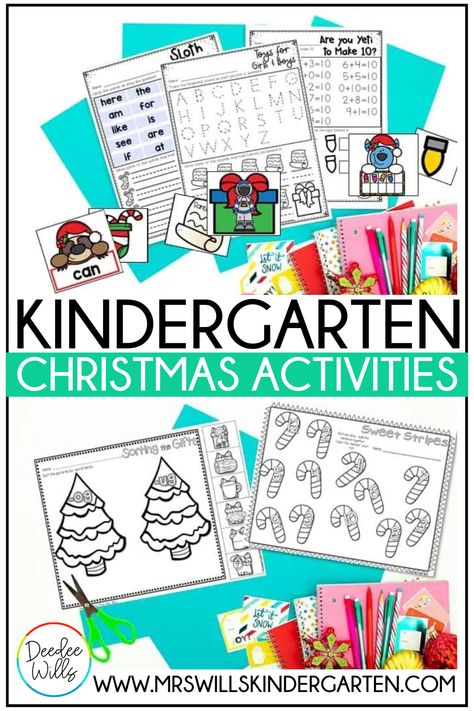 Looking for some fun kindergarten Christmas activities that you can use throughout the month of December? In this post, I share some of my favorite December activities from no prep Christmas worksheets for kindergarten to Christmas literacy and math centers. Christmas Kindergarten Centers, Christmas Worksheets For Kindergarten, Christmas Theme Activities, December Kindergarten Activities, Christmas Activities For Kindergarten, Christmas Worksheets Kindergarten, December Lesson Plans, Kindergarten Christmas Activities, Kindergarten Stations