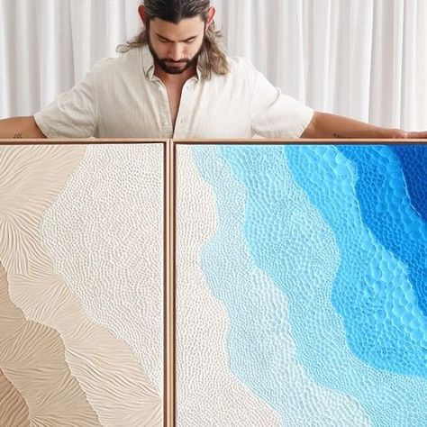 Collection by Anthony Pieters on Instagram: "Delight in this process video showcasing a recent commission, now on its way to Saudi Arabia. The captivating blend of colours in these two pieces artfully captures the essence of sand and ocean. Surprisingly, their inspiration hails from the client's coffee table crafted from wood and adorned with blue resin. If you're in search of artwork that harmonises seamlessly with your space's colour scheme, please don't hesitate to inquire about a commissio Anthony Pieters, Colour Scheme, Saudi Arabia, Two Pieces, Color Schemes, Essence, Coffee Table, Coffee, Wood