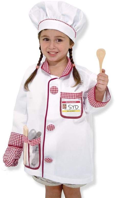 Chef Role Play Costume Set #chef#washable#machine Kids Chef Costume, Chef Dress, Chef Costume, Kid Chef, Role Play Costume, Chef Jackets, Melissa And Doug, Melissa & Doug, Chefs Hat