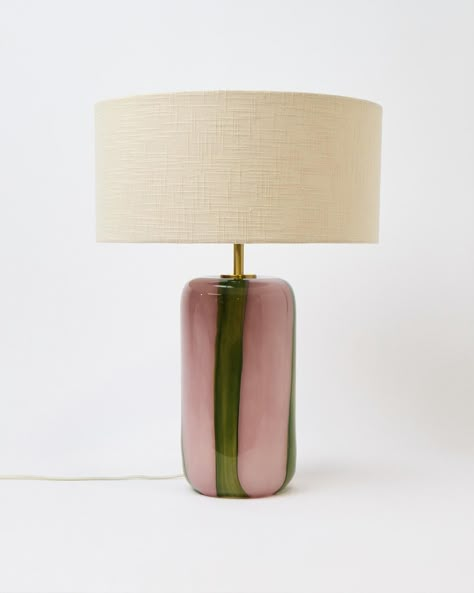 Oliver Bonas Furniture, Oliver Bonas Lamp, Cool Desk Lamp, Pink Desk Lamp, Pink Glass Lamp, Cute Table Lamp, Interior Boho, Pink Lamp, Pink Table Lamp