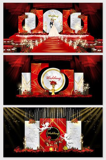 Red Gold Wedding, Minimalist Theme, Red And White Weddings, Wedding Stage Design, Green Themed Wedding, Gold Wedding Theme, Wedding Display, Marble Wedding, European Wedding