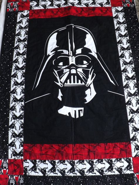 Quilt / lap throw / wall hanging made from by ftcGeekSupplies Darth Vader Quilt, Star Wars Themed Gifts, Darth Vader Pictures, Star Wars Font, Star Wars Quilt, Star Wars Fabric, Lap Quilt Patterns, Panel Quilt Patterns, Quilt Sewing Patterns