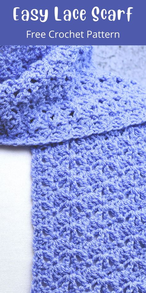 Crochet Scarf Pattern Dk Yarn, Crochet Scarf Pattern Free Easy Kids, Simple Crochet Scarf Pattern Free, Quick Crochet Scarf Pattern Free, One Skein Crochet Scarf, Winter Scarf Crochet, Crochet Lace Scarf Pattern, Block Stitch, Simple Scarf Crochet Pattern