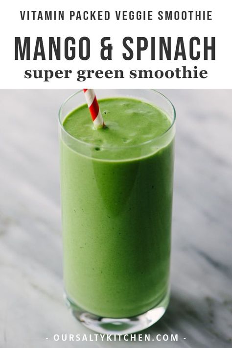 This mango spinach smoothie has been my go-to green smoothie for years. It's packed with protein and vitamins, and is as smooth and creamy as they come! It's sweet enough for kids, healthy enough for weight loss, and delicious enough to enjoy daily! You'll love this green smoothie for breakfast, as part of a healthy lunch, or an easy post workout snack. #greensmoothie #smoothie #plantbased #cleaneating Healthy Milkshake, Super Green Smoothie, Recipe Mango, Green Drink, Post Workout Snacks, Spinach Smoothie, Workout Snacks, Mango Smoothie, Super Greens