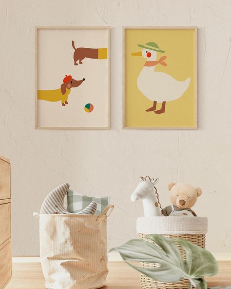 This duo adorable prints have been a favorite for themed animal spaces! It can also pairs perfectly with our other animal artwork 🥰 Available on the website as a digital download (link in bio) Nursery Artwork Ideas, Playroom Artwork, Kids Playroom Decor, Nursery Artwork, Playroom Art, Animal Artwork, Kid Art, Workshop Ideas, Boho Kids