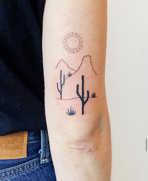 Bull Skull And Snake Tattoo, My Next Tattoo, Desert Moon Tattoo, Sedona Mountain Tattoo, Red Rock Tattoo, Desert Floral Tattoo, Southwest Tattoo Design, Dainty Cactus Tattoo, Navajo Tattoo For Women