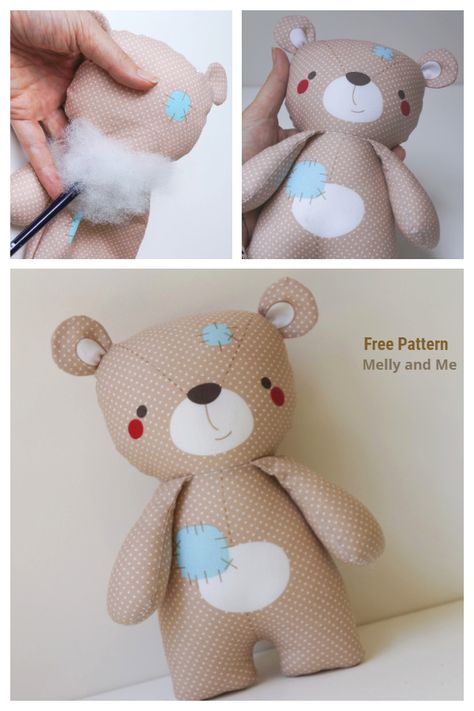 DIY Fabric Teddy Bear Free Sewing Patterns | Fabric Art DIY Free Teddy Bear Patterns To Sew, Diy Teddy Bear Easy, Sewn Baby Gifts, Soft Toy Patterns Free Templates, Teddy Bear Pattern Free Printable, Bear Patterns Free Sewing, Teddy Bear Quilt Pattern, Teddy Bear Template, Fabric Teddy Bear