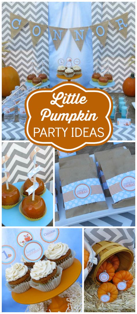 A little pumpkin fall inspired birthday party with caramel apples and mini mason jar favors! See more party planning ideas at CatchMyParty.com! Pumpkin Themed Birthday, Pumpkin Patch Birthday, Pumpkin Patch Party, First Birthday Party Favor, Pumpkin Birthday Parties, Pumpkin 1st Birthdays, Pumpkin First Birthday, Boy Party Favors, Fall Birthday Parties