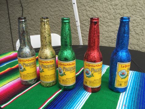 Pacifico Beer Birthday Party, Pacifico Beer, Beer Birthday Party, Bottle Centerpieces, Beer Birthday, Hot Sauce Bottles, Beer Bottle, Birthday Parties, Beer