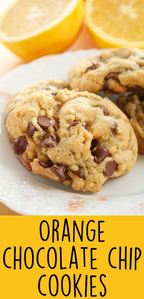 Chocolate Chip Orange Cookies, Orange Chocolate Cookies Recipes, Orange Chocolate Chip Cookies, Chocolate Orange Desserts, Orange Recipes Dessert, Chocolate Orange Cookies, Candied Orange Slices, Chocolate Chip Pecan Cookies, Orange Cookies