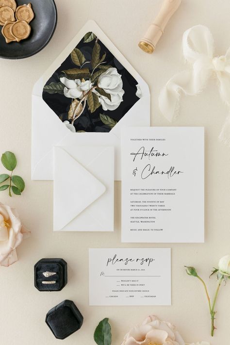 The Top 10 Wedding Invitation and Signage Trends for 2024 Simple Wedding Invitation Card, Elegant Wedding Invitation Card, Elegant Wedding Stationery, Wedding Reception Signs, Traditional Wedding Invitations, Formal Wedding Invitations, Signing Table Wedding, Wedding Invitation Card Design, Foil Wedding Invitations