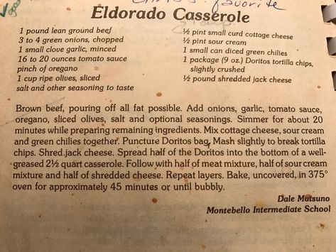 El Dorado Casserole, Beef Recipes Easy Dinners, Fundraiser Food, Hamburger Dishes, Beef Casserole Recipes, Ground Beef Casserole, Main Course Recipes, Beef Recipes Easy, Beef Casserole