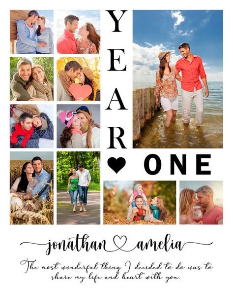 Buy Personalize 1st Year Anniversary Photo Collage for Husband Online in India - Etsy Gift Ideas For 1 Year Anniversary, Anniversary Collage Template, Wedding Anniversary Husband, Anniversary Template, Photo Collage Ideas, Anniversary Quotes For Couple, Anniversary Photo Collage, Anniversary Collage, 1st Year Anniversary