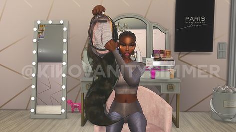 Sims 4 Wig Stand, Kiko Vanity Sims 4 Cc, Kiko Vanity, Black Simmer, Sims 4 Nails, Sims 4 Couple Poses, Sims Poses, Sims 4 Cc Eyes, 4 Family